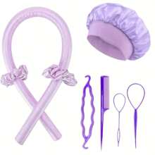 8pcs/Set Women's Multi-Color No-Heat Curling Iron Accessories Kit: Satin Hair Wrap, Bun Maker, Hair Pins, Bun Maker, Curling Iron