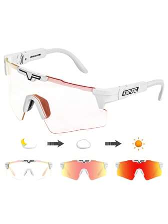  Kapvoe Photochromic Cycling Glasses, Sports Glasses With Color-Changing Lens, Unisex For Running, Baseball And Golf