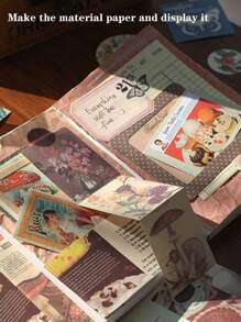 1 set Boîte cadeau de papeterie vintage, Ensemble de papeterie rétro pour filles esthétiques, comprenant un cahier, des autocollants, des notes autocollantes, du papier décoratif et des rubans washi, adapté comme cadeau pour les fêtes, les anniversaires et les remises de diplômes
