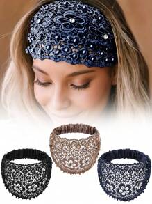 1pc/4pcs Floral Beaded Headband, Wide Design Headband, Fashion Accessories, Casual Headpiece, Suitable For Various Occasions, Christmas, Thanksgiving, New Year Gifts Back To School
