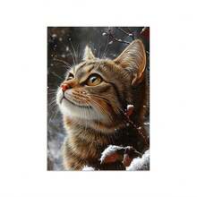 1 pieza, Pintura en lienzo de gato de dibujos animados sin marco, amigable para principiantes - Kit de pintura por números para adultos - Arte hecho a mano sin marco creativo para decoración de pared del hogar. Perfecto para decoración de sala de estar y comedor, perfecto para decoración de habitación, perfecto para decoración de habitación, vuelta al colegio, útiles escolares