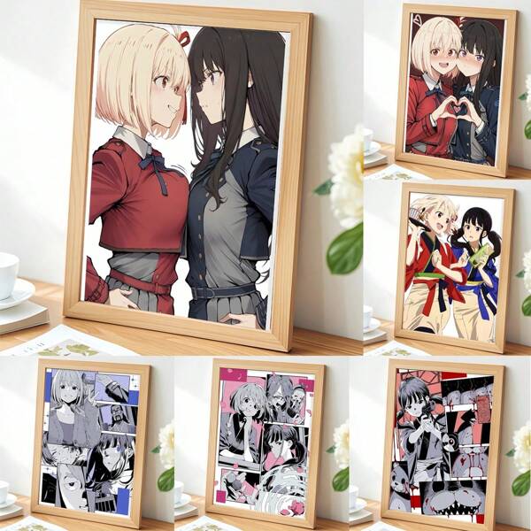 1pc Japanese Manga Personalized Anime Home Decoration Painting Wall Art Photo Frame, 15x20cm, Photo Frame For Desktop Display & Wall Hanging, Art Photo Frame For Photos & Posters, For Bedroom Living Room Home Decoration Gift Birthday Graduation
