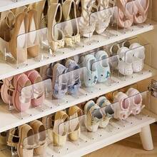 3pcs 4-Grid Transparent Shoe Rack, Acrylic Shoe Storage Rack, Suitable For Various Room Types