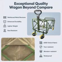 Outdoor Foldable Trolley, 4-Wheeled Cart, Camping Cart With Adjustable Side Table, 360° Swivel Wheels And Retractable Handle, Removable Wheels, Suitable For Beach, Lawn, Sports, Shopping, Fishing, Barbecue, Potluck, Camping
