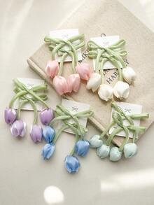2 Stück Modische süße rosa große Mesh-Schleife Tulpenblumen Haarspangen für Frauen, elegante minimalistische Prinzessin Mesh-Schleife Quasten Blumen Haarschmuck, geeignet für den täglichen Gebrauch, Fotografie, Haarspangen - Pink - Übersicht 9