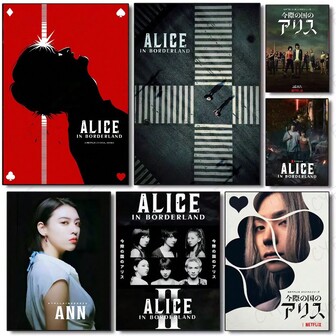 1 pieza / Set de 3 pósteres de arte de pared Opcional con marco - Póster HD del popular programa de TV Alicia en las Tierras de Borde, resistente al agua, para decoración del hogar, sala de estar, dormitorio, bar, estética