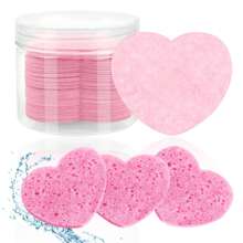 50-Count Compressed Face Sponge Natural Face Exfoliator Disposable Face Sponge For Cleansing Round Soft Face Cleansing Pad With Storage Container For Home And Travel.