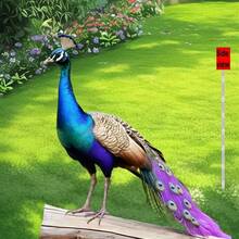 2D Flat Acrylic Is Not 3D. One Piece Of Bohemian-Style Acrylic Material Peacock Garden Fence Decoration Garden Ground Stick - A Vibrant Peacock-Themed Art Piece With A Rich Floral Background. It Is Suitable For Outdoor Lawns, Gardens, And Bonsai Decoration. The Perfect Gift For Nature Lovers. Modern Garden Art, A Vibrant Outdoor Decoration, The Best Choice For Giving As A Gift - Multicolor - View 2