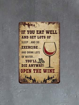 1pc 8x12inch Vintage Tin Sign Metal Retro Humorous Open The Wine Sign, Wall Hanging Plaque, Wall Art Decor For Wine Lovers, Kitchen, Bar, Pub, Man Cave, Garage, Living Room, Bachelorette Party, Wine Enthusiasts