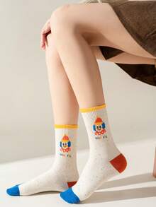 1双女士袜子，小丑图案，趣味十足，时尚简约，吸汗透气，防臭，适合日常旅行。 - 彩色 - 查看 13