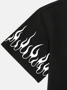 playeras casuales de hombre Camiseta casual de manga corta para hombre con estampado abstracto de llamas y camellos, perfecta para salidas de verano con amigos regalos para papá. - Negro - Ver 3