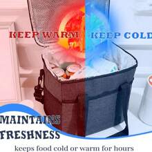 1pc Oxford Cloth Foldable Insulated Large Lunch Bag Leak Proof Soft Refrigerated Portable Handbag, Suitable For Camping/Barbecue/Family Outdoor Activities
