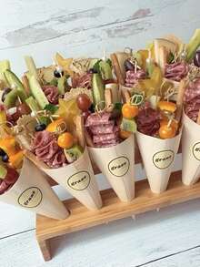 50pcs/100pcs Disposable Wooden Cones, Ice Cream Cone Holders, Wooden Food Cone Stands, 5inch/7inch Bamboo Appetizer And Finger Food Cones, With 4inch Mini Disposable Forks And Spoons, Suitable For Home Parties Or Catering Events, Birthdays, Weddings, Parties, Gatherings, For Ice Cream Scoops, Snacks, Food And Home Buffets, Catering Events, Disposable Wooden Dessert Cones, Appetizers, Finger Foods, Ice Cream Stands - 5" Ice Cream Cone - 100pcs - View 5