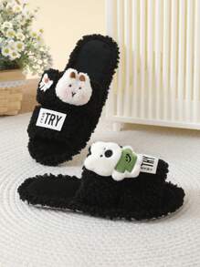Mignons et pantoufles en peluche de dessin animé, semelle antidérapante épaisse, convient pour un porter intérieur et extérieur, pantoufles de maison confortables pour le printemps/l'automne et l'hiver