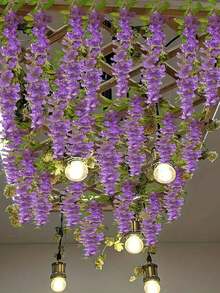 2件10枝紫藤吊花，人造白紫藤藤蔓，丝绸紫藤花环，适用于婚礼拱门派对花园家居装饰，复活节礼物，婚礼装饰用品，美观的房间装饰，家居装饰。适用于家居装饰、卧室装饰、客厅装饰、房间装饰、生日装饰、婚礼装饰、户外装饰、派对装饰、花园装饰。 - 紫色 - 查看 3