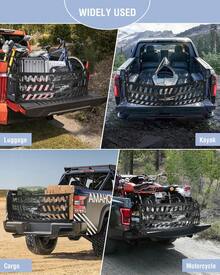 Tailgate Cargo Net With Adjustable Ratchet Rope, 60'' X 18'' Heavy Duty Tailgate Mesh For Pickup Truck Bed, Tailgate Netting For Full Size Truck From Chevrolet, , , GMC,  (Black) - White - View 6