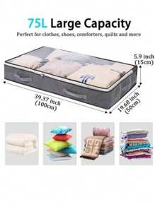 Fabric Foldable Storage Bags For Household, Clothes Blanket Organizer Box With Transparent Window, Durable Material For Sweaters, Jackets, T-Shirts, Blankets