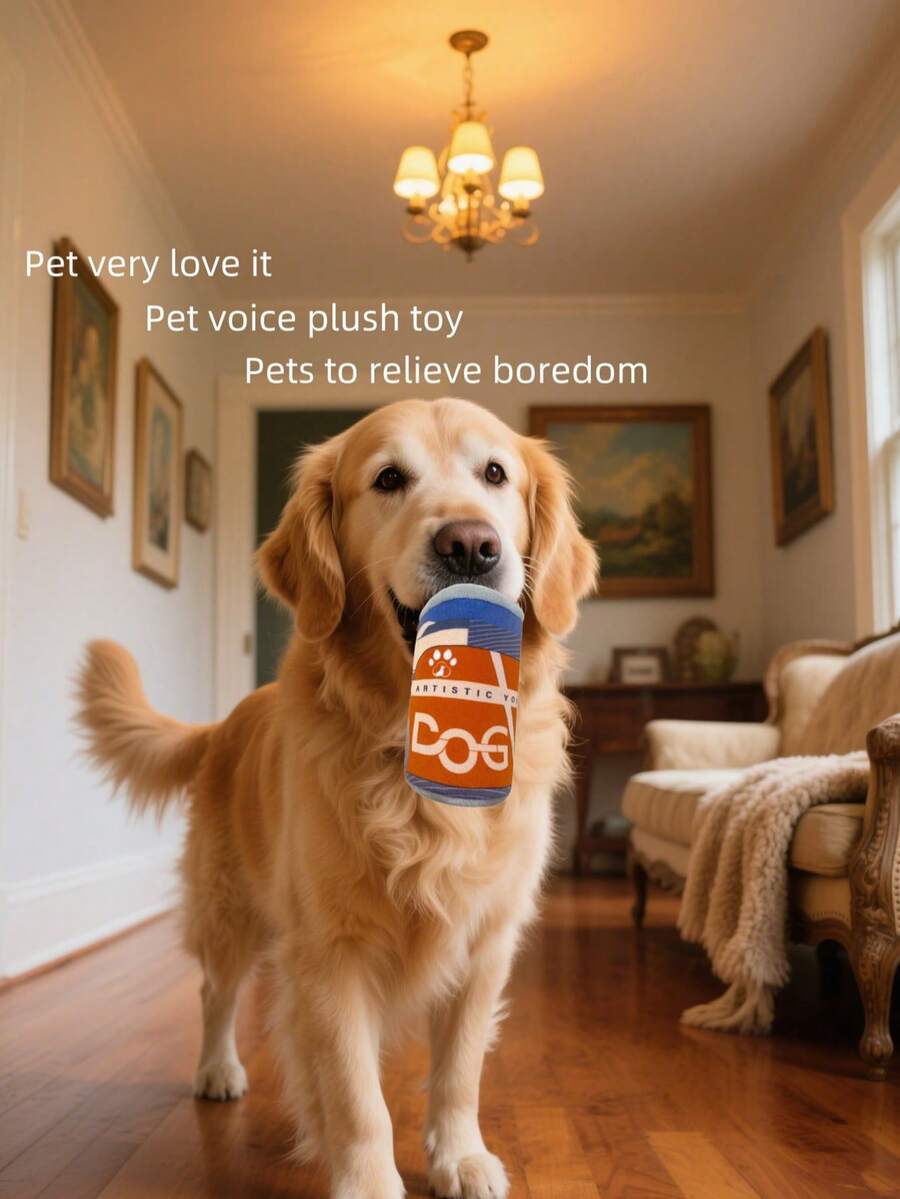 1 件宠物发声毛绒玩具咬玩具可爱汽水罐设计柔软 PP 填充无聊缓解玩具适用于狗猫节日礼物/生日派对/日常娱乐四季使用