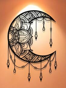 1pc Minimalist Mandala Moon Wall Sculpture - Metal Wall Art Replica, Suitable For Home Decor, Fashionable Boho Style Wall Hanging, Suitable For Celebrations, Weddings And Creative Gifts Room Decor Bedroom Decor Wall Decor,Christmas Gifts