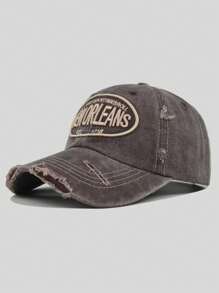 1 pièce Casquette de baseball unisexe à la mode, multi-couleurs, avec lettre "New Orleans" brodée, effet délavé. Adapté pour l'extérieur, la rue, les sports, les voyages, la rentrée scolaire, l'usage quotidien