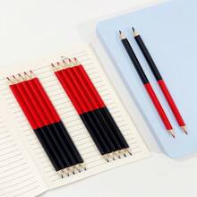 12pcs Red & Blue Colored Double-Ended Drawing Pencils, Wooden Stationery For Learning Back To School