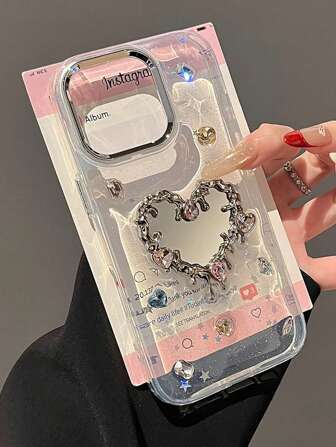 Funda de teléfono con espejo, brillos y cristales de lujo 3D compatible con iPhone Apple 16 Pro Max, 15 Pro, 14 Plus, 13 de moda, 12 Pro, 11 Series, cubierta protectora resistente a caídas, al agua y a los arañazos