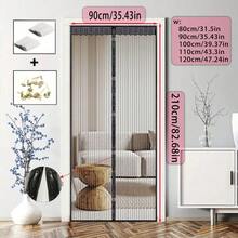 1 pezzo zanzariera porta fatta a mano nera, tenda a rete in fibra di vetro a righe moderne con chiusura magnetica, antizanzare e ventilata, resistente ai graffi degli animali domestici, installazione senza foratura, adatta per soggiorno, cucina, balcone, per protezione della privacy e decorazione della casa - Multicolore - Visualizzare 14