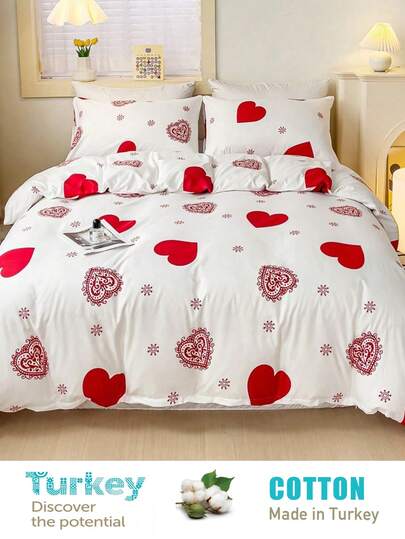 2/3 Pcs Cotton Duvet Set, Breathable And Cozy Bedding Set For Bedroom, All Season, Comfortable For Single/Double/Queen/King, 1 Piece Duvet Cover With 1/2 Pieces Pillow Cases (No Filling), Machine Washable