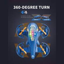 Juguete eléctrico de avión con forma de tiburón que gira 360°, con luces y sonido, coche eléctrico con piruetas, avión biónico eléctrico resistente a impactos con luces, el mejor regalo de Navidad y cumpleaños para niños y niñas, vuelta al colegio