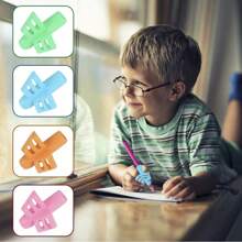 1/2 stuks siliconen schrijfgerei met dubbele vingergreep voor leren en schrijven, leermiddelen voor kinderen, cadeau voor kinderen, corrector voor schrijfhouding, kleurrijke zachte siliconen pengreep, penhouder voor basisschoolleerlingen, hulpmiddel voor schrijfcorrectie