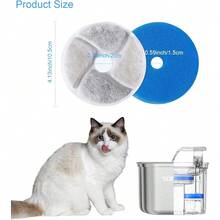 Stainless Steel Cat Water Fountain Filters 4 Pack Cat Fountain Filter Replacement  Triple Filtration System Activated Carbon Filters For 4.13inch Filters Automatic Pet Fountain Filter - 4 Filters & 4 Sponges - View 2