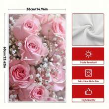 1 pieza/2 piezas Toallas de mano de fibra ultrafina para la temporada de bodas, diseño elegante de flores y rosas rosas, suaves y absorbentes, lavables a máquina de poliéster, perfectas para la decoración de la cocina, cocinar, hornear, decoración navideña y baños, decoración de mesa, utensilios de cocina, decoración del hogar, regalo de inauguración de casa nueva para el baño, toallas de cocina