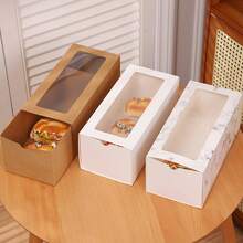 2pcs/4pcs Simple Ins Style Cake Boxes With Transparent Window & Drawer, Cake Roll Towel Packaging Bakery Dessert Boxes, Gifts & Takeout Boxes For Dessert Shop, Birthday Gifts, Large Capacity - Multicolor - View 12