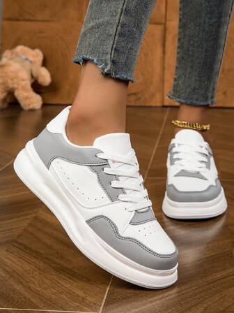 Men's Fashion Sneakers Soft Sole Comfortable Casual Lace-Up Lightweight Outdoor Flat Shoes, Couple Style