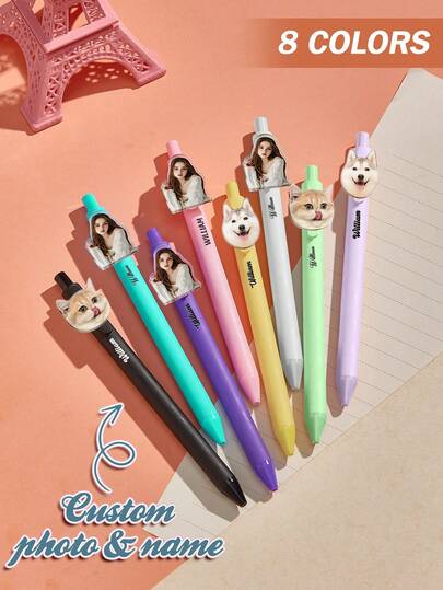 1pc Custom Gift Pens, Idol-Inspired Stationery, Exquisite Personalized Pens, Custom Plastic Ballpoint Pens With Black Ink, Multi-Color Plastic Pens Are Available, Novel Style, Colorful, Cute, Simple, Kawaii, Fashionable, Personalized, Unique Custom Gifts, Custom Pens For Fans, Suitable As Mother's Day, Gifts Back To School, Valentine's Day Gifts