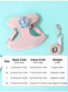 Pet Chest Harness With Leash,Small Dog Harness Vest & Leash Set For Teddy, Bichon, Pomeranian, With Chest And Back Strap,Cute Small Dog Collar Harness & Leash Set, Adjustable Dog Collars And Leashes , Ideal For Puppy Walking