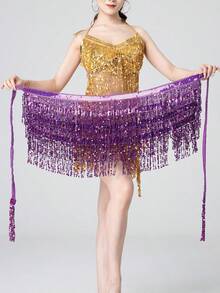 1PC Women's Sequin Tassel Glitter Belly Dancing Hip Scarf Mini Wrap Skirt Rave Short Skirt For Club And Dance Party Costume Accessory Lady Sexy Hip Scarves - Multicolor - View 21