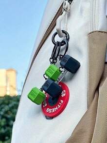 Mini Dumbbell Keychain, Alloy Fitness Dumbbell Keychain, Sports Themed Keychain, Backpack Charm, Fitness Lover Gift Accessory - Suitable For Party, Car Keys And Christmas Gift. Unisex Fitness Lover Gift, Fit For Party Favors, Christmas Gift, Car Keys And Backpack Accessories - Multicolor - View 3