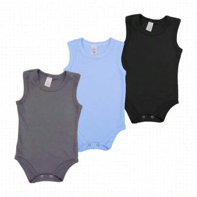 Kit 3 Bodys REGATAS  Suedine 100% Algodão (Novidades)