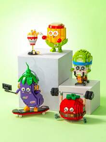 LOZ 300+pièces Petit bloc de construction de légumes alimentaires mignons, tomate, maïs, chou, aubergine, jouet de construction à assembler, décoration de bureau, ornement, cadeau de Noël - Multicolore - Voir 2