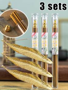 Golden Small Bodhi Leaf Incense Holder - Exquisite Aromatherapy Ornament With Space-Saving Horizontal Design For Household Indoor Use - Inspired By Traditional Japanese Style, Compact And Beautiful Gifts Birthday Graduation