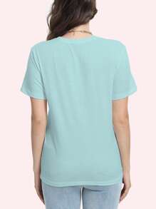 Disney Camiseta holgada de manga corta estilo casual y cómoda con estampado de la familia Mickey Mouse de estilo Disney para mujer