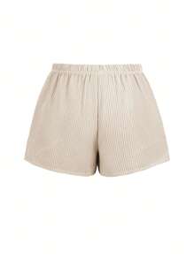 Pantalones cortos minimalistas de mujer con estampado de rayas, de vuelta al colegio, de estilo femenino y soleado para el otoño