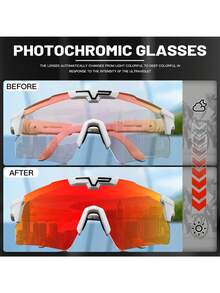 Kapvoe 变色骑行眼镜，带变色镜片的运动眼镜，男女通用，适合跑步、棒球和高尔夫