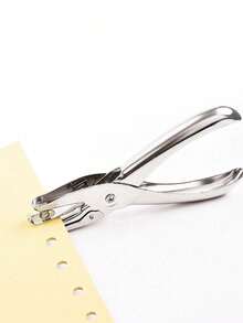 1pc Metal Single Round Hole Puncher For Paper & Loose-Leaf Pages Binding, Stationery Tool - Silver - View 10