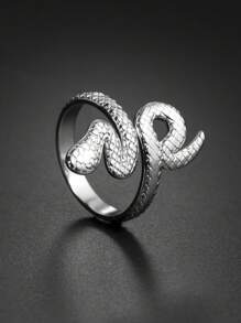 1pc Exaggerated Snake-Shaped Stainless Steel Adjustable Open Ring For Women