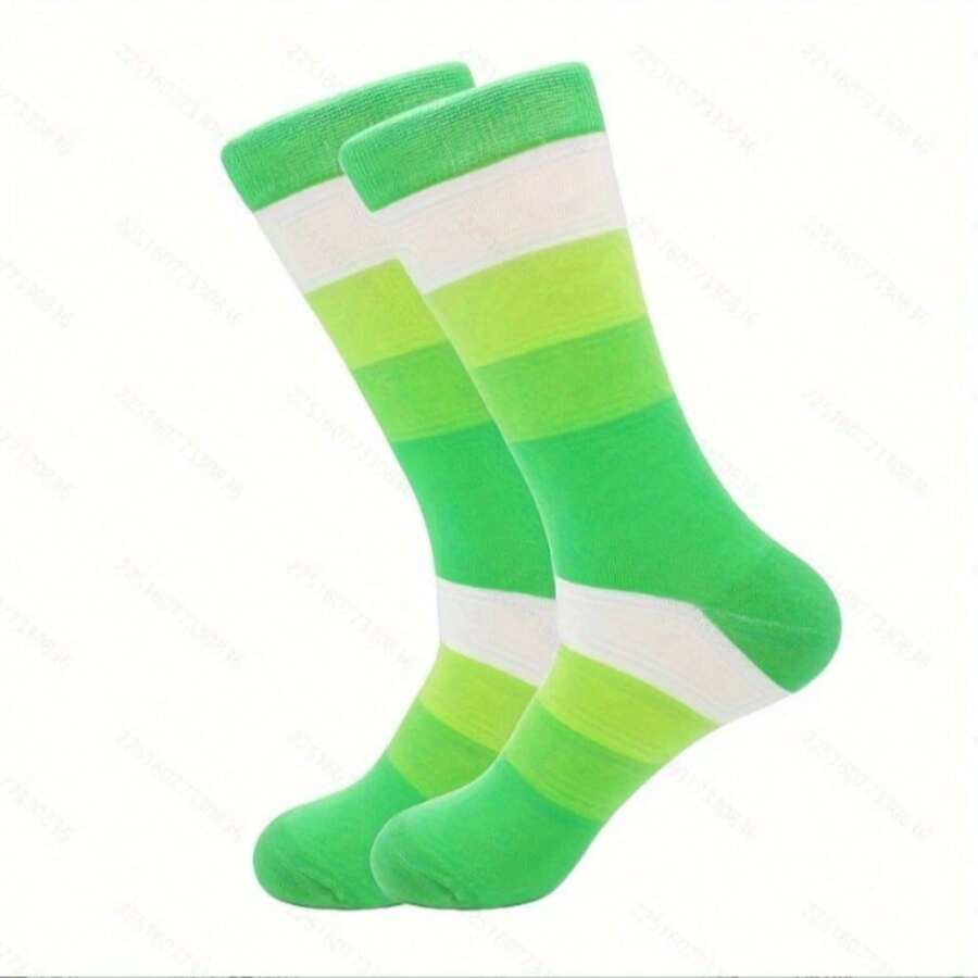Local Delivery- Men's Long Socks Size 10-13 Pack Of 5 Pairs Rainbow Style - S003 - View 1