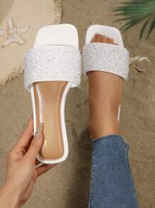 1 Par de Sandalias planas elegantes y versátiles para mujer de talla grande, livianas y de fácil deslizamiento, antideslizantes y duraderas, adecuadas para uso interior, exterior, caminatas, vacaciones, playa, de un hermoso color blanco, sandalias planas de verano elegantes y con estilo