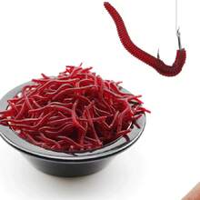 50/100pcs Soft Lure Baits, Soft Worm Earthworm Fake Baits, Red Worm Bagged Fishing Bait, Suitable For Saltwater And Freshwater Fishing - Multicolor - View 4
