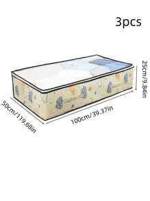 Fabric Foldable Storage Bags For Household, Clothes Blanket Organizer Box With Transparent Window, Durable Material For Sweaters, Jackets, T-Shirts, Blankets